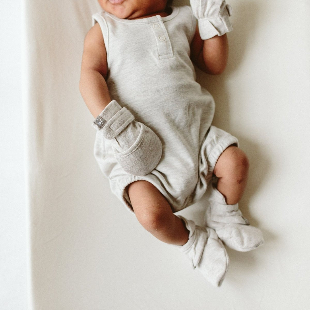 STAY ON 2-PACK MITTS | STORM GRAY + GRIDLOCK — Bamboo Organic Cotton Blend, 0–6M