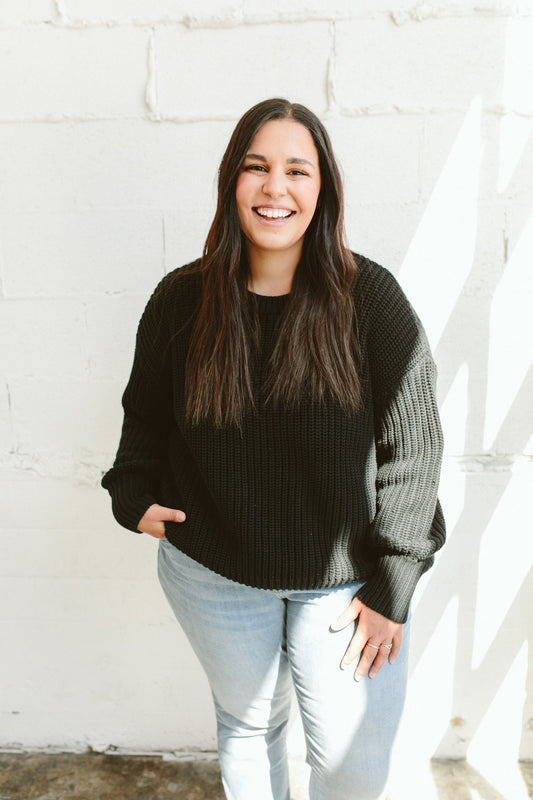 ADULT CHUNKY KNIT SWEATER | SHADOW