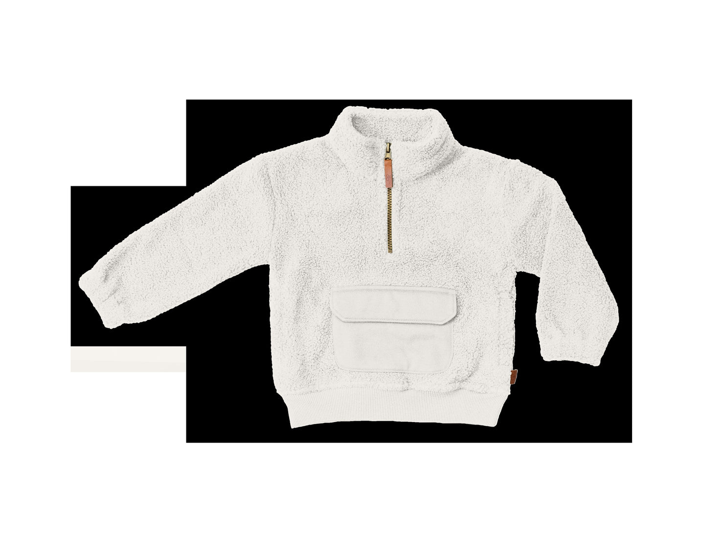 BIG KID SHERPA ZIP PULLOVER | ALABASTER