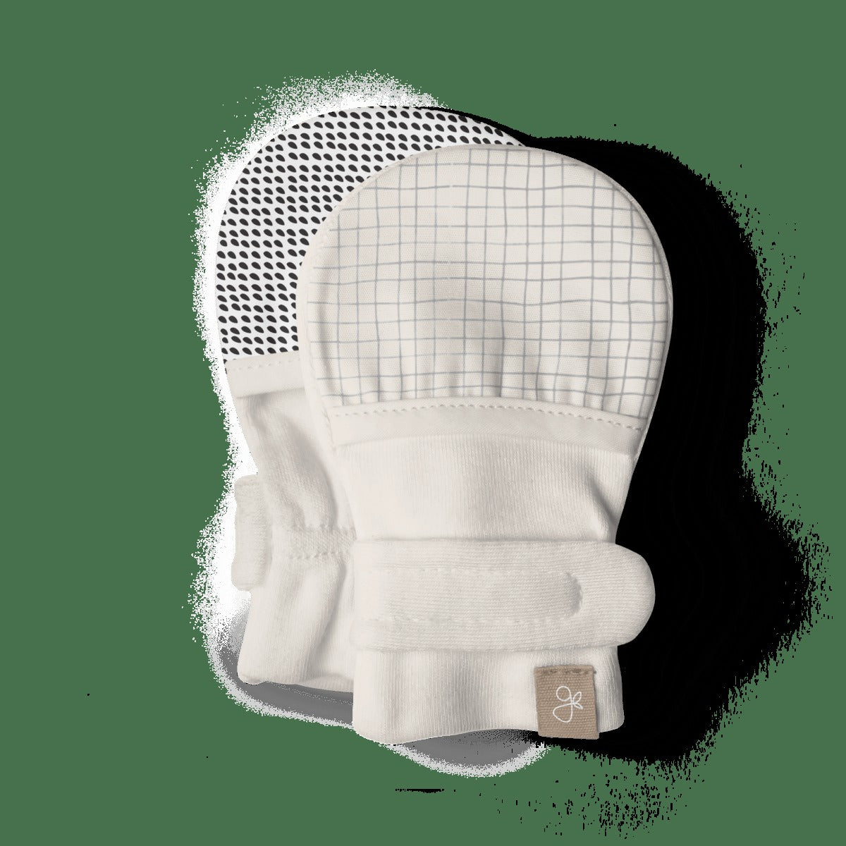 STAY ON 2-PACK MITTS | STORM GRAY + GRIDLOCK — Bamboo Organic Cotton Blend, 0–6M