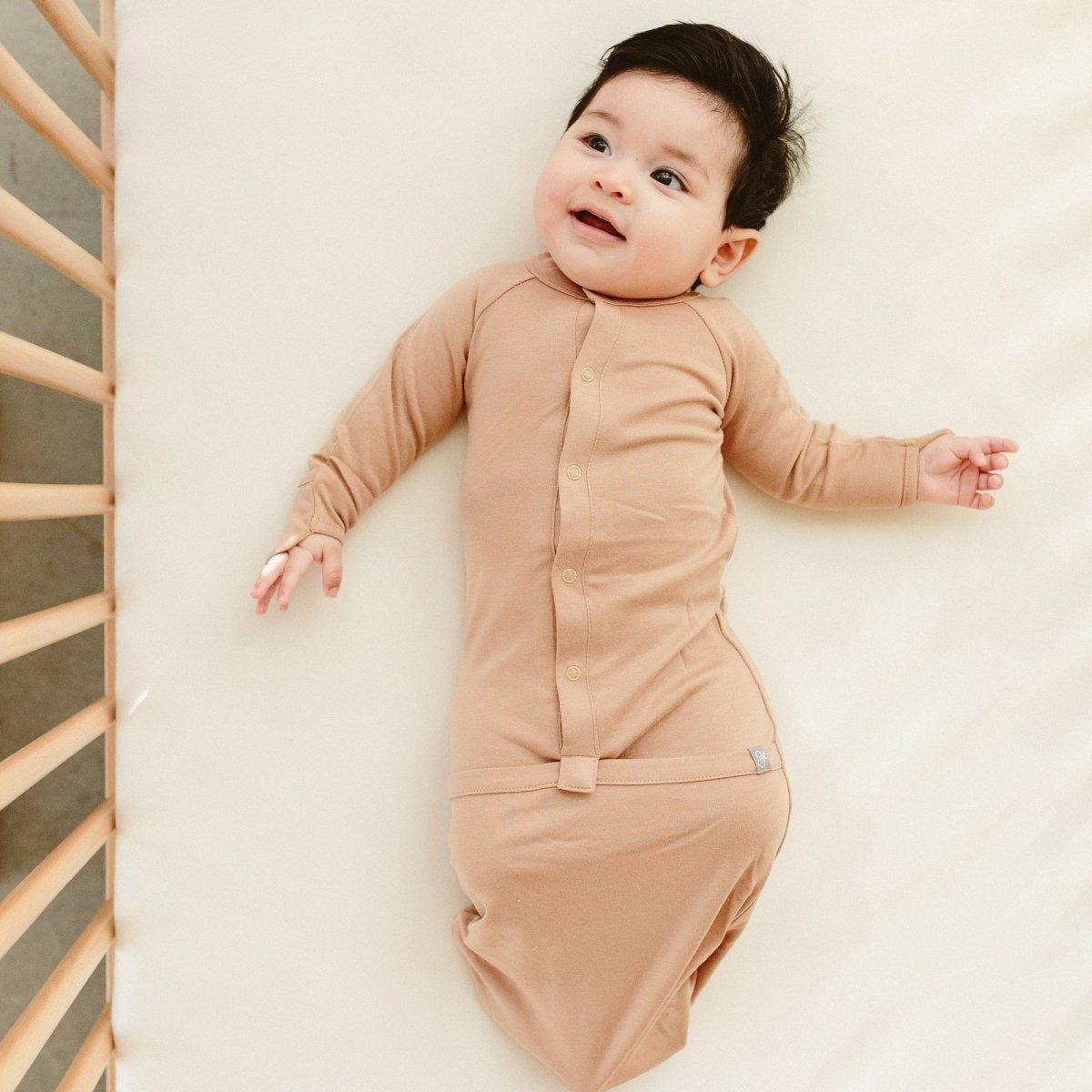 24 HOUR CONVERTIBLE GOWN | SANDSTONE — Bamboo Organic Cotton Blend, Preemie–6M