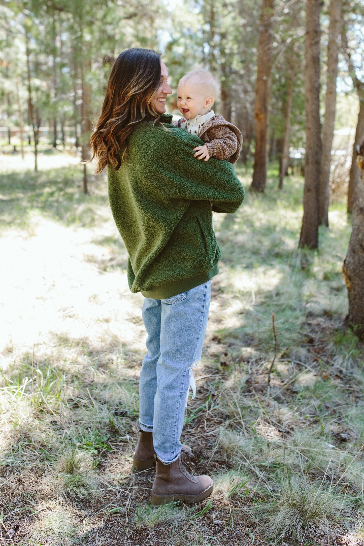 ADULT SHERPA ZIP PULLOVER | SPRUCE