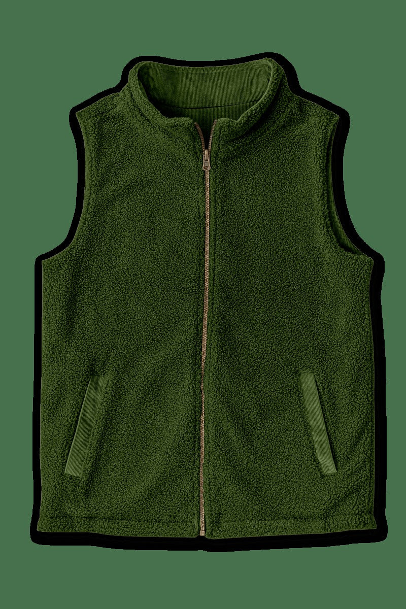 ADULT SHERPA/CORDUROY REVERSIBLE VEST | SPRUCE